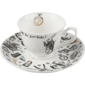 Creative Tops, Anglie Creative Tops - Porcelánový šálek a podšálek Alice In Wonderland - 100 ml Barva: jako na obrázku, Velikost: šálek 8,5x5,2x6,8 talířek 12,5x12,5