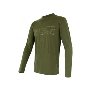 Pánské tričko SENSOR MERINO ACTIVE PT TRACK pánské triko dl.rukáv safari L; Zelená triko + DÁREK DLE VÝBĚRU!