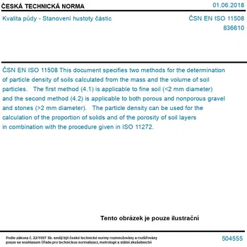 ČSN EN ISO 11508 - Kvalita půdy - Stanovení hustoty částic - Tisk