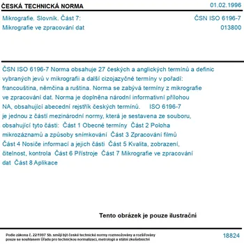 ČSN ISO 6196-7 - Mikrografie. Slovník. Část 7: Mikrografie ve zpracování dat - Tisk