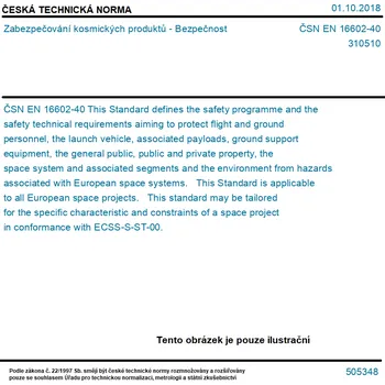 ČSN EN 16602-40 - Zabezpečování kosmických produktů - Bezpečnost - Tisk