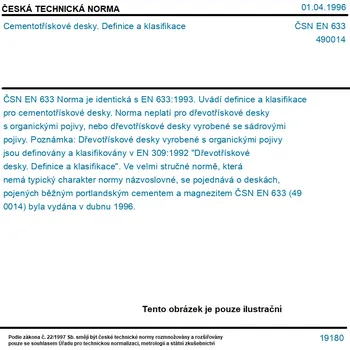 ČSN EN 633 - Cementotřískové desky. Definice a klasifikace - Tisk