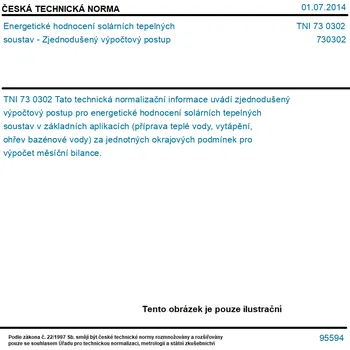 TNI 73 0302 - Energetické hodnocení solárních tepelných soustav - Zjednodušený výpočtový postup - Tisk