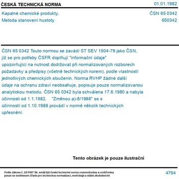 ČSN 65 0342 - Kapalné chemické produkty. Metoda stanovení hustoty - Tisk