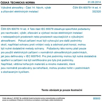 ČSN EN 60079-14 ed. 4 - Výbušné atmosféry - Část 14: Návrh, výběr a zřizování elektrických instalací - Tisk