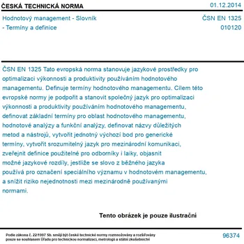 ČSN EN 1325 - Hodnotový management - Slovník - Termíny a definice - Tisk