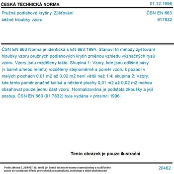 ČSN EN 663 - Pružné podlahové krytiny. Zjišťování běžné hloubky vzoru - Tisk