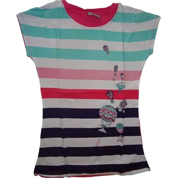 Dívčí tričko Dívčí pruhované růžové tričko s balońy 134 - 140