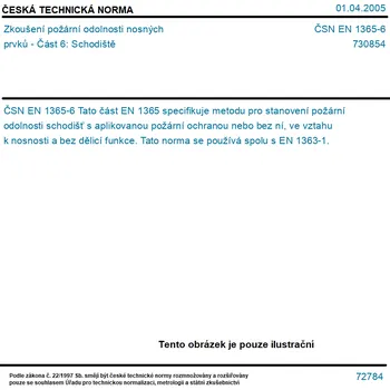 ČSN EN 1365-6 - Zkoušení požární odolnosti nosných prvků - Část 6: Schodiště - Tisk