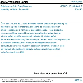 ČSN EN 13108-8 ed. 2 - Asfaltové směsi - Specifikace pro materiály - Část 8: R-materiál - Tisk