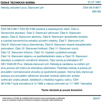 ČSN 56 0186-7 - Metody zkoušení piva. Stanovení pH - Tisk