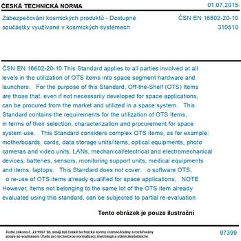 ČSN EN 16602-20-10 - Zabezpečování kosmických produktů - Dostupné součástky využívané v kosmických systémech - Tisk