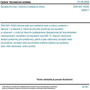 ČSN EN 10302 - Žáropevné oceli, niklové a kobaltové slitiny - Tisk
