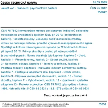 ČSN 75 7842 - Jakost vod - Stanovení psychrofilních bakterií - Tisk