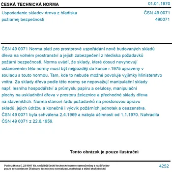 ČSN 49 0071 - Usporiadanie skladov dreva z hľadiska požiarnej bezpečnosti - Tisk