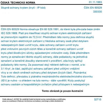 ČSN EN 60529 - Stupně ochrany krytem (krytí - IP kód) - Tisk