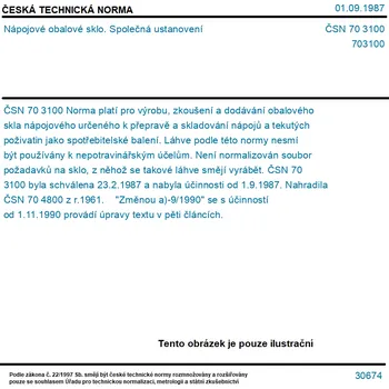 ČSN 70 3100 - Nápojové obalové sklo. Společná ustanovení - Tisk