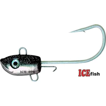 Nástraha ICE Fish jigová hlava na moře Jig Sea černo-stříbrná hmotnost: 120 g - háček 8/0