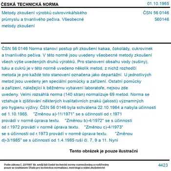 ČSN 56 0146 - Metody zkoušení výrobků cukrovinkářského průmyslu a trvanlivého pečiva. Všeobecné metody zkoušení - Tisk