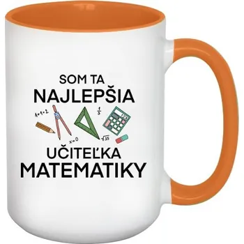 Hrnek velký barevný s potiskem Nejlepší učitelka matematiky na hrnku2