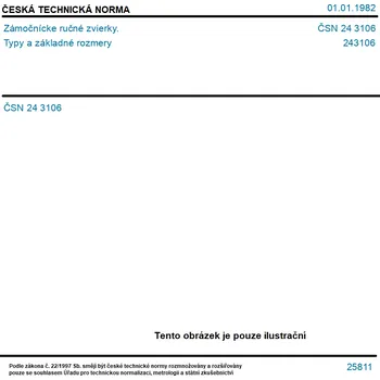 ČSN 24 3106 - Zámočnícke ručné zvierky. Typy a základné rozmery - Tisk