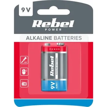 Článková baterie Baterie 6LR61 (9V) alkalická REBEL 1ks / blistr BAT0062B