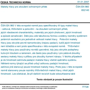 ČSN EN 960 - Makety hlavy pro zkoušení ochranných přileb - Tisk