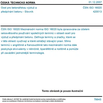 ČSN ISO 16020 - Ocel pro betonářskou výztuž a předpínání betonu - Slovník - Tisk