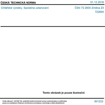 ČSN 72 2600 Změna Z3 - Cihlářské výrobky. Společná ustanovení - Tisk