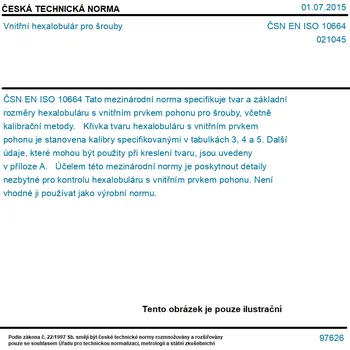 ČSN EN ISO 10664 - Vnitřní hexalobulár pro šrouby - Tisk