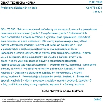 ČSN 73 6301 - Projektování železničních drah - Tisk
