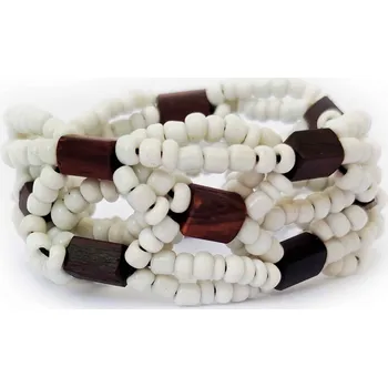 Náramek Náramek s ebenovými a skleněnými korálky bílý