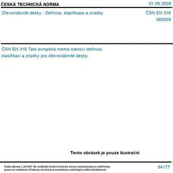 ČSN EN 316 - Dřevovláknité desky - Definice, klasifikace a značky - Tisk