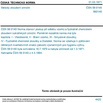 ČSN 56 0140 - Metody zkoušení zmrzlin - Tisk