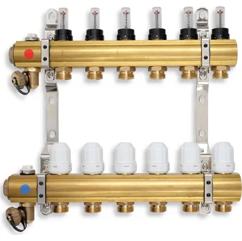 rozdělovač topení Novaservis Rozdělovač s regul.šroubením s průt.a uzav.ventily bez kul. RZP05S