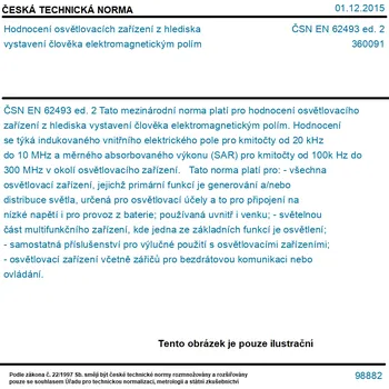 ČSN EN 62493 ed. 2 - Hodnocení osvětlovacích zařízení z hlediska vystavení člověka elektromagnetickým polím - Tisk