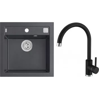 Granitový dřez Set Alveus FORMIC 20 + TONIA Barva: Černá, Označení: Black + Dárek