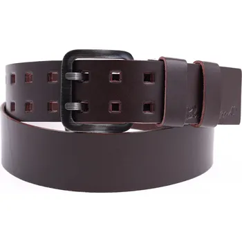 Opasek Široký pánský kožený opasek Black Hand se dvěma trny 011-93 tmavě hnědý Velikost = obvod pasu (cm): 110 cm