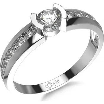 Šperk Couple, Zásnubní prsten Lovely, bílé zlato a zirkony, vel. 48, prům. 15.3 mm, 585-52-1-0505.1B00.0.48.001