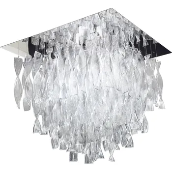 Axolight Aura, luxusní stropní svítidlo z čirého muránského skla, 4x100W E27, 60x60cm, délka 58cm