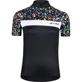 cyklistický dres dres FORCE ROCK LADY kr. rukáv, černý L