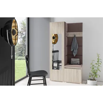 Předsíňová stěna Eka Předsíňová stěna s čalouněnými panely Trinity 13 - Sonoma / Tmavá hnědá 2308