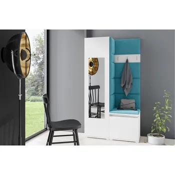 Předsíňová stěna Eka Předsíňová stěna s čalouněnými panely Trinity 13 - Bílá / Azurová 2313