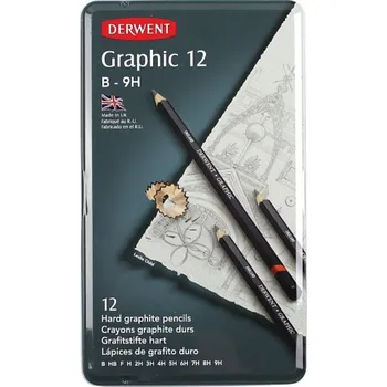 Derwent Graphic Hard - sada grafitových tužek 12 ks