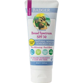 Přípravek na opalování Badger Clear Zinc opalovací krém bez parfemace SPF30 87 ml
