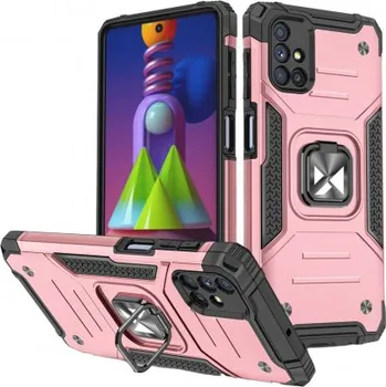 Pouzdro na mobilní telefon MG | MG Ring Armor plastový kryt na Samsung Galaxy M51, růžový