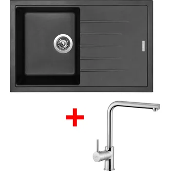 Kuchyňský dřez Set Sinks BEST 780 + ELKA Barva: Černá granitová, Označení: Granblack + Dárek
