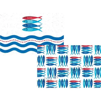 prostírání Easy Life SARDINE'S PARTY velké plastové prostírání modré a červené rybičky