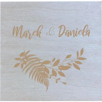 Dárková krabička Dřevěná krabička s vlastními jmény KAPRADÍ (12x12x5 cm) Varianta: Přírodní dřevo
