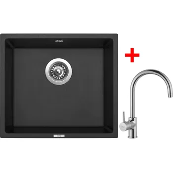 Kuchyňský dřez Set Sinks FRAME 457 + baterie Barva: Černá granitová, Baterie: VITALIA, Označení: Granblack